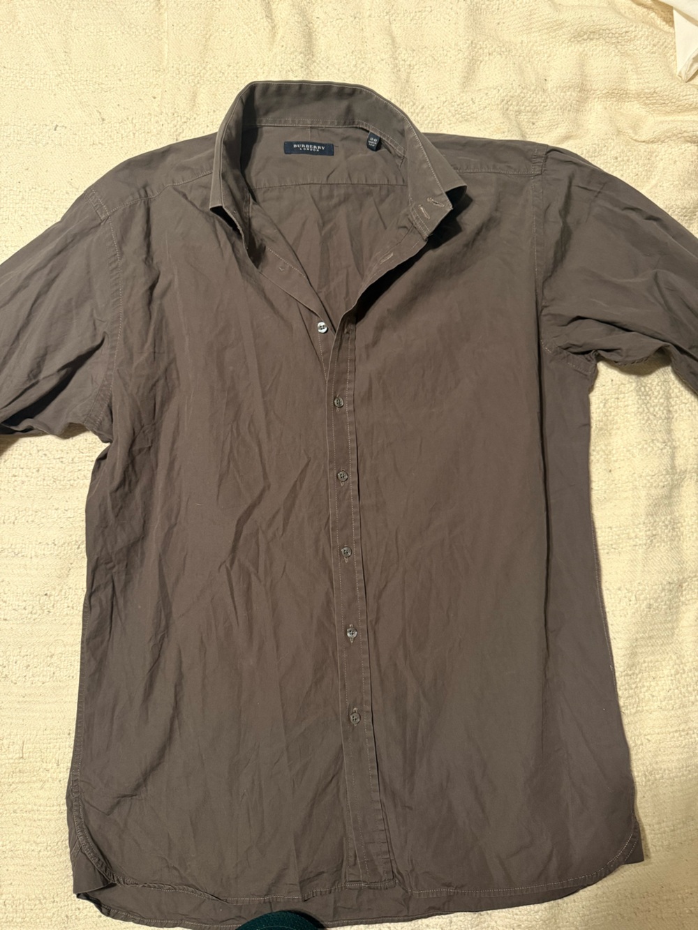 Vintage Burberry London Dress Shirt Brown Long Sleeve Made in UK 100% Cotton - Picture 2 of 4